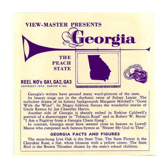 Georgia - 1st Series - View-Master 3 Reel Packet - 1950s views - vintage - (ECO-GA-S1) Packet 3dstereo 