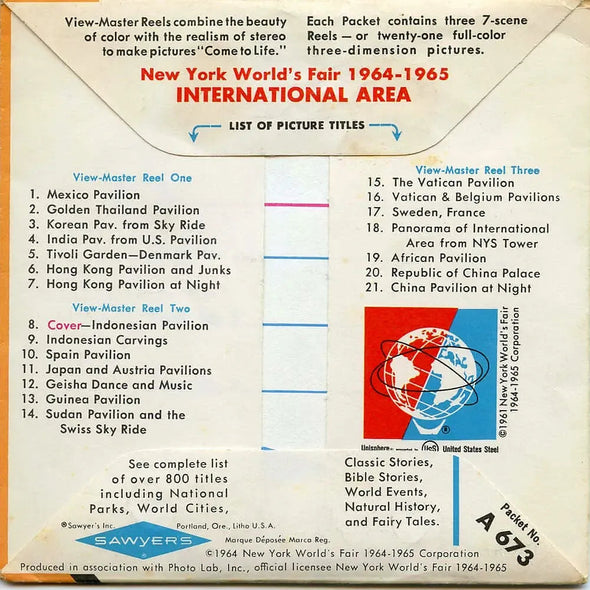 ViewMaster - International Area - A673 - Vintage - 3 Reel Packet - 1960s Views Packet 3dstereo 