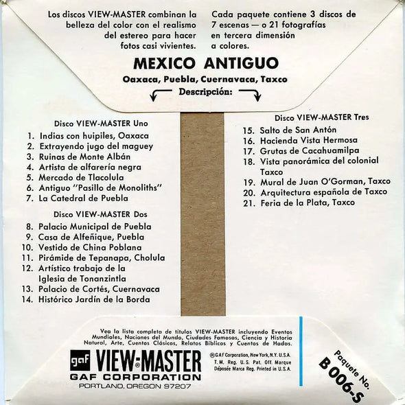 ViewMaster - Mexico - Antiguo (Old Mexico) - B006 - Vintage - 3 Reel Packet - 1960s Views Packet 3dstereo 