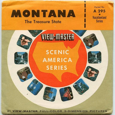 Montana the Treasure State -Vacationland Series - View-Master 3 Reel Packet - 1960s views- vintage (PKT-A295-S4) Packet 3dstereo 