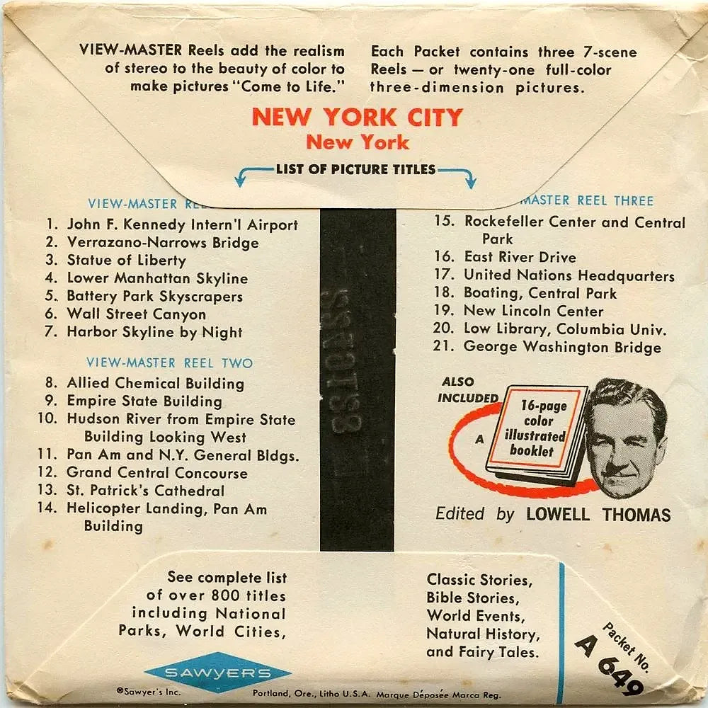 New York City - Vintage - View-Master - 3 Reel Packet - 1960s views