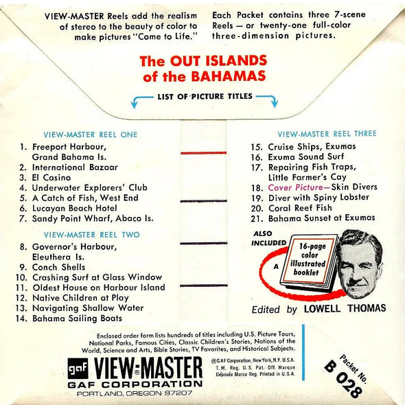 ViewMaster - Out Islands of the Bahamas -B028 - Vintage -3 Reel Packet - 1960s views Packet 3dstereo 