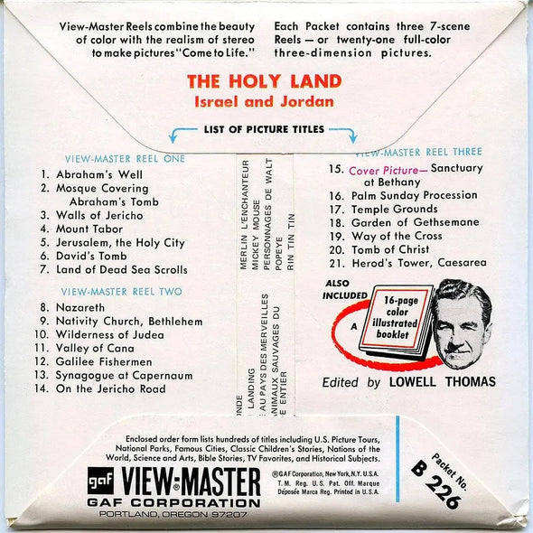 ViewMaster - The Holy Land - B226 - Vintage - 3 Reel Packet - 1960s Views Packet 3dstereo 