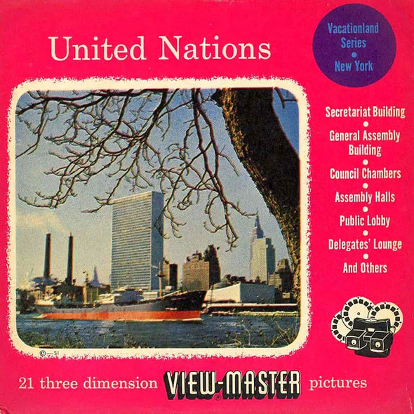 United Nations - New York - View-Master 3 Reel Packet - 1950s Views - Vintage - (PKT-UNI-NAT-S3) Packet 3dstereo 