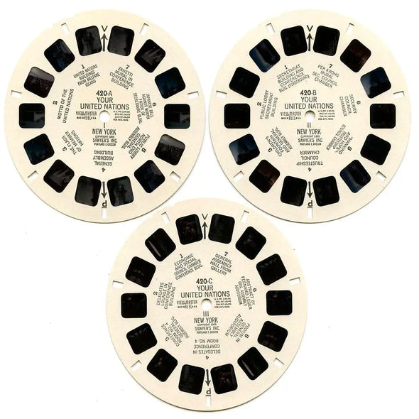 United Nations - New York - View-Master 3 Reel Packet - 1950s Views - Vintage - (PKT-UNI-NAT-S3) Packet 3dstereo 