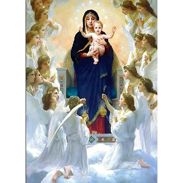 Virgin of Lilies & Child Bouguereau & Angels - Christian - 3D Lenticular Poster - 12x16 - NEW