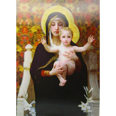 Virgin of Lilies & Child Bouguereau - Christian - 3D Lenticular Poster - 12x16 - NEW Poster 3dstereo 