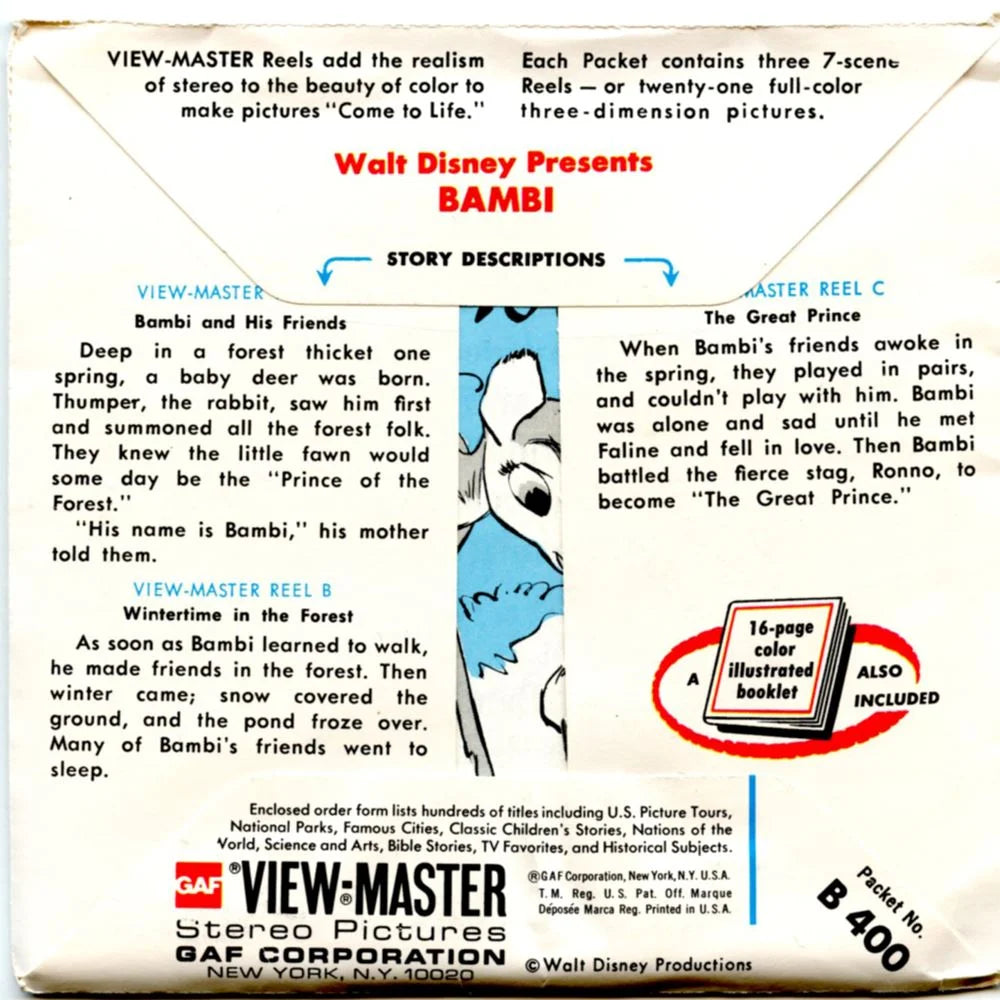 Walt Disney presents BAMBI - WiewMaster 3 Reel Packet –