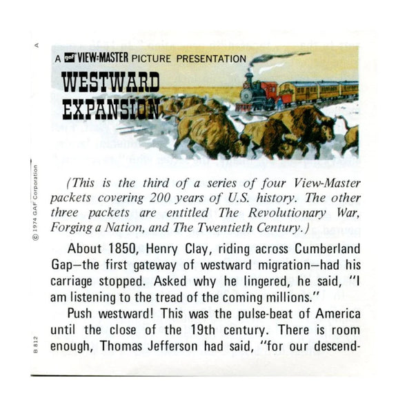 Westward Expansion - View-Master 3 Reel Packet - 1970s - Vintage - (ECO-B812-G3A)