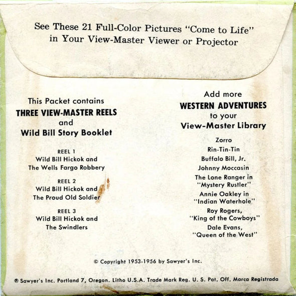 Wild Bill Hickok and Jingles - View-Master 3 Reel Packet - 1950s - Vintage - (ECO-B473-S4)
