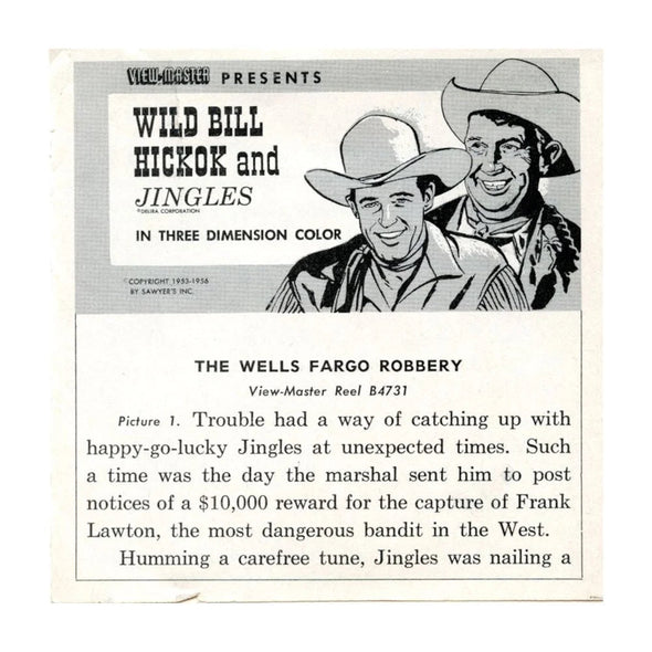 Wild Bill Hickok and Jingles - View-Master 3 Reel Packet - 1950s - Vintage - (ECO-B473-S4) Packet 3dstereo 