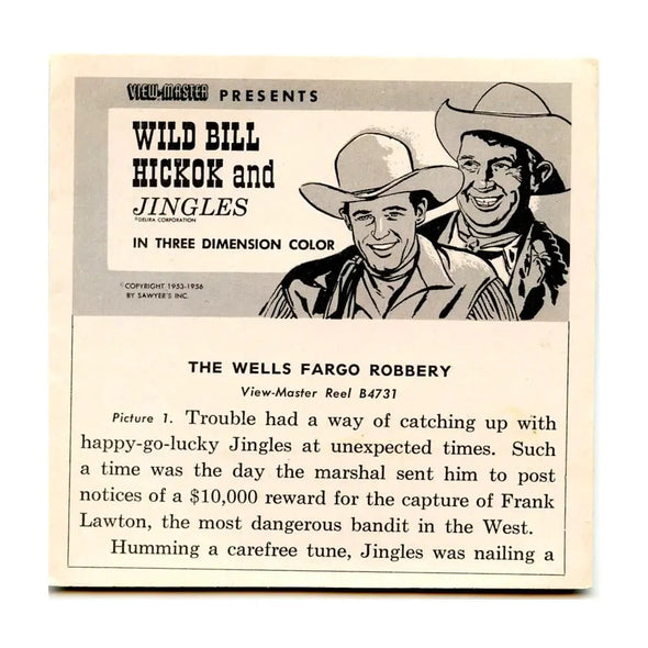 Wild Bill Hickok and Jingles - View-Master 3 Reel Packet - 1950s - vintage - (ECO-B473-S4) Packet 3dstereo 