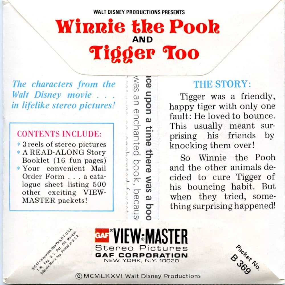 Winnie the Pooh and Tigger Too - View-Master 3 Reel Packet - 1970s -  Vintage - (zur Kleinsmiede) - (B369-G5Ank)