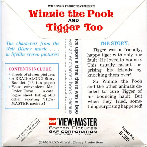 Winnie the Pooh and Tigger Too - View-Master 3 Reel Packet - 1970s - Vintage - (zur Kleinsmiede) - (B369-G5Ank) Packet 3dstereo 