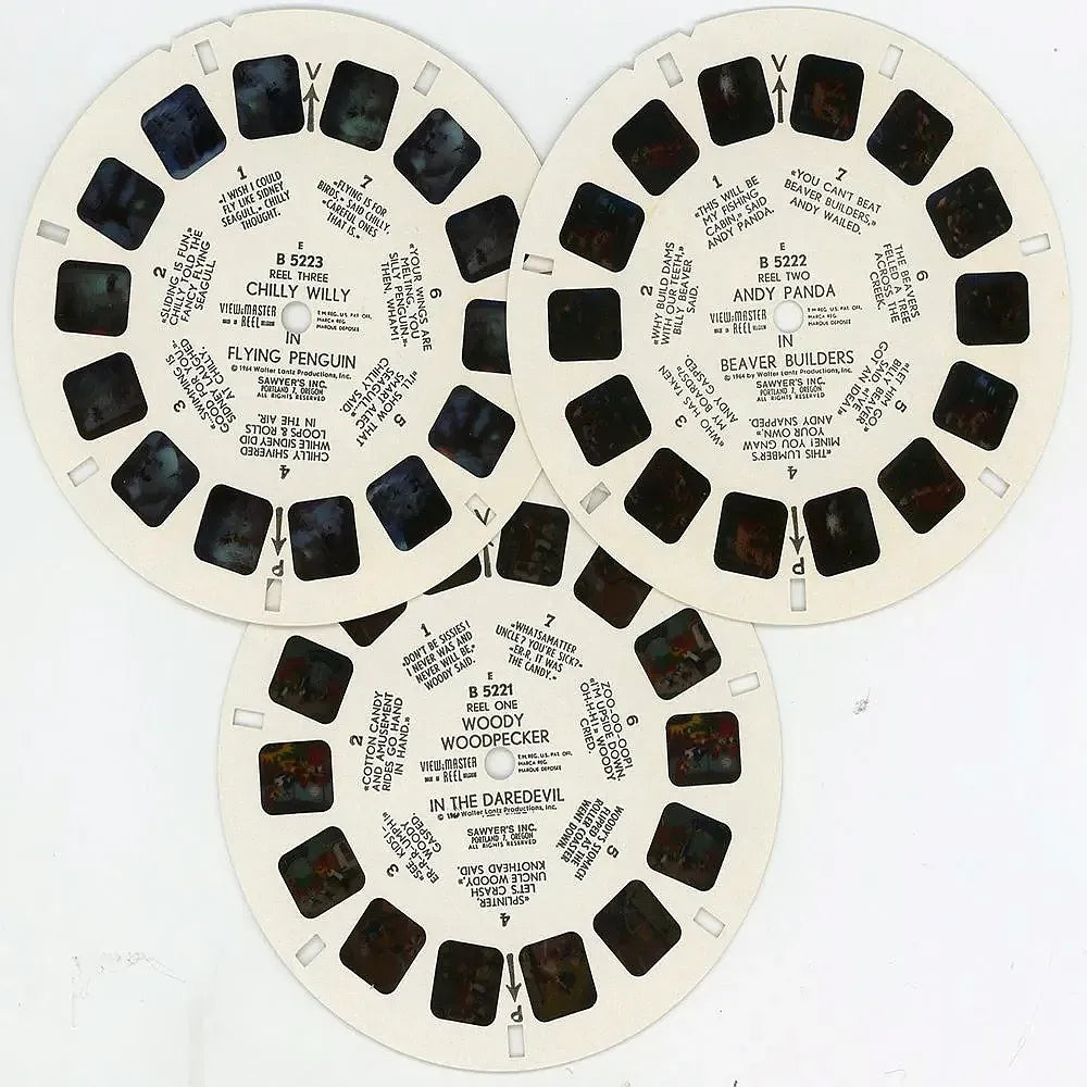 Vintage View-Master 3-Reel Set Woody Woodpecker Show Cartoon Complete EUC  A654