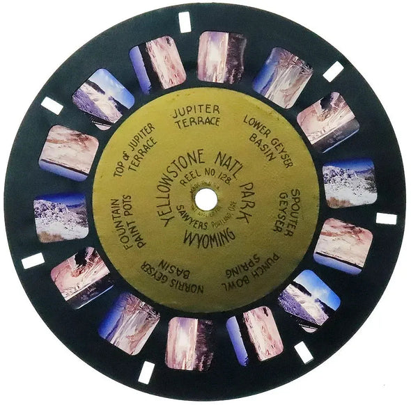 Yellowstone Nat'l Park , Wyoming - Gold Center View-Master Reel - vintage - (128c) Reels 3dstereo 