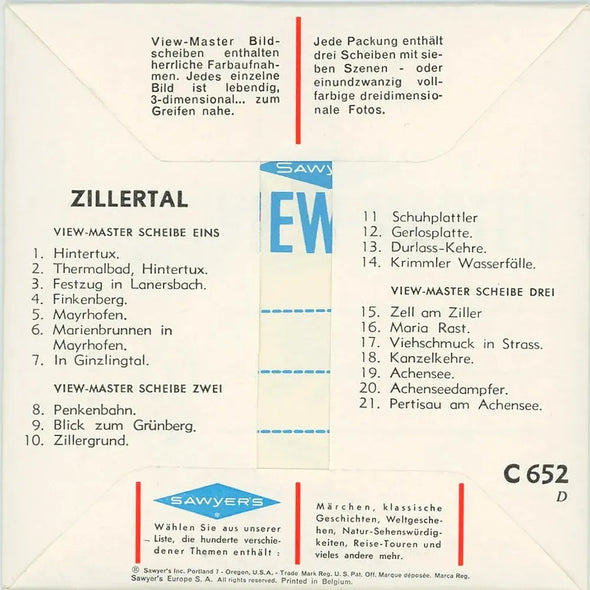 Zillertal - View-Master 3 Reel Packet - 1960s views - vintage. - (C652D-BS5)