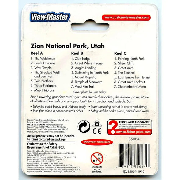 Zion - National Park - View-Master 3 Reel Set on Card - NEW - (VBP-5064) VBP 3dstereo 