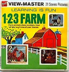 1-2-3 Farm - View-Master - Vintage - Learning 3 Reel Packet - 1970s - (ECO-B412-G3B) 3Dstereo 