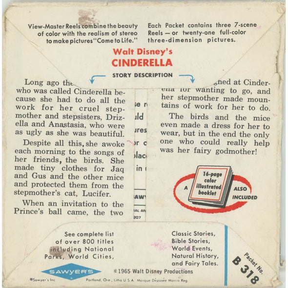 Cinderella - View-Master 3 Reel Packet - 1960 - vintage - B318-S5 Packet 3dstereo 