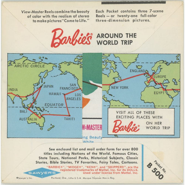 Barbie's Around the World Trip - View-Master 3 Reel Packet - vintage - B500 Packet 3dstereo 