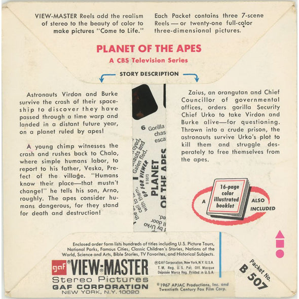 Planet of the Apes - View-Master 3 Reel Packet - 1970's- vintage - B507-G3 Packet 3dstereo 