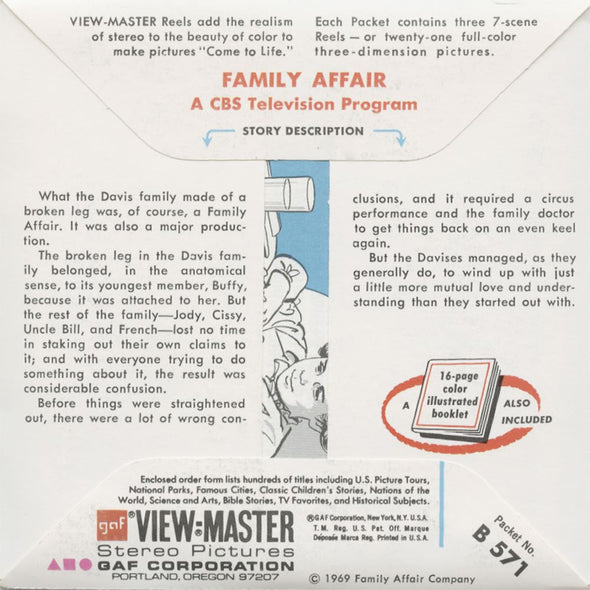 2- ANDREW - Family Affair - View-Master 3 Reel Packet - 1960s - vintage - B571 Packet 3dstereo 