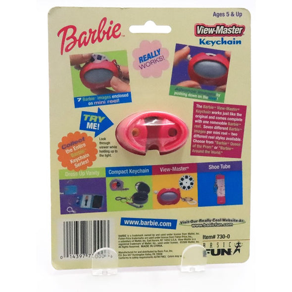 3 ANDREW - Mini-View-Master Keychain -Barbie Virtual Viewer w/Interchangeable Reel - On Card - vintage Viewers 3dstereo 