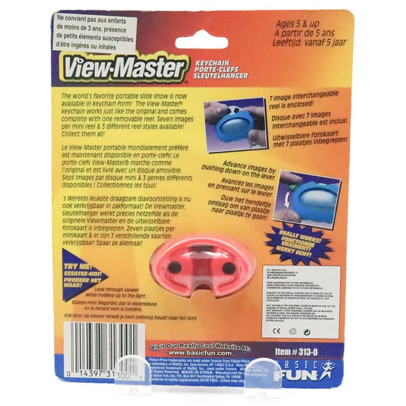 3 ANDREW - Mini-View-Master Keychain - Pink Virtual Viewer w/Interchangeable Reel - On Card - vintage Viewers 3dstereo 