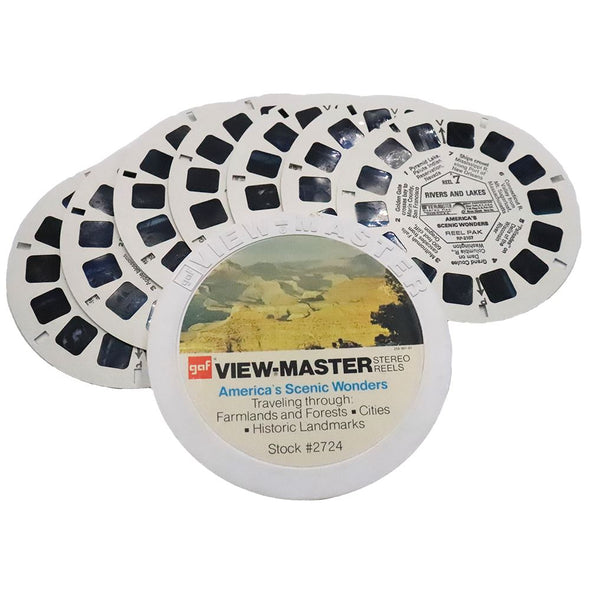 America's Scenic Wonders - 7 ViewMaster Vintage 3D Reels Plus Storage Case - vintage 3Dstereo 
