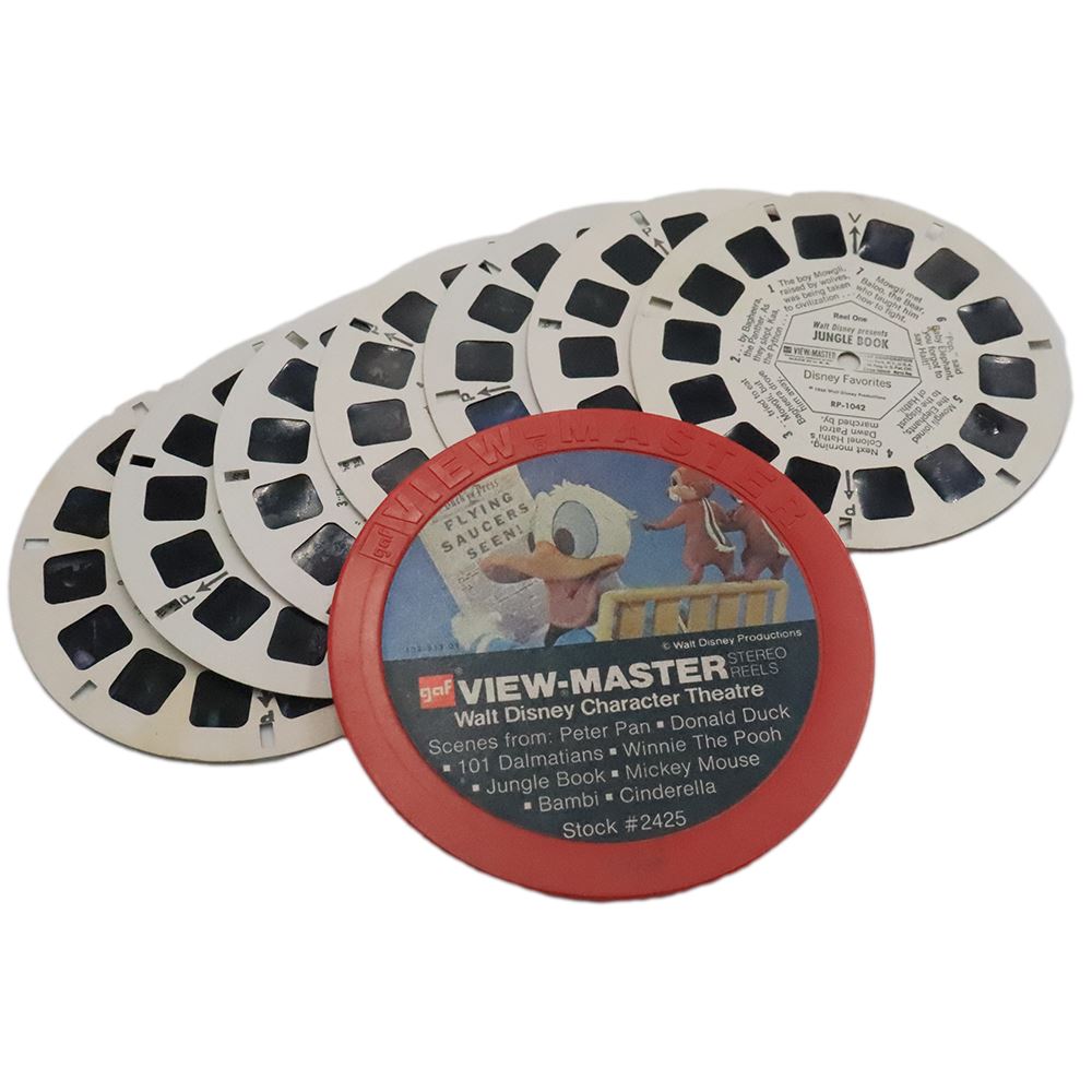 Walt Disney Character Theatre - 7 ViewMaster Vintage 3D Reels Plus Storage  Case
