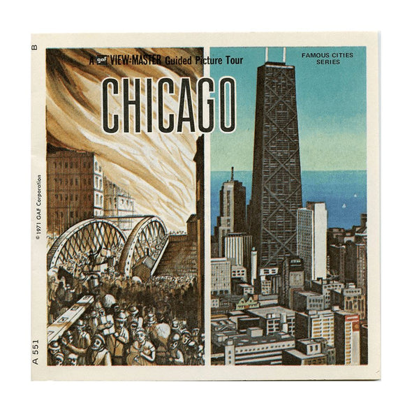 Chicago - Vintage Classic ViewMaster(R) 3 Reel Packet - 1970s views - (PKT-A551-G3B) Packet 3dstereo 