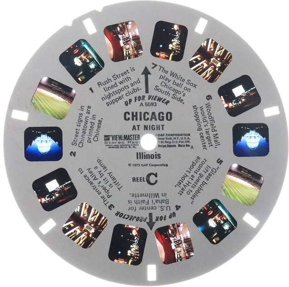 View-Master 3 Reel Packet - Chicago at Night - Chicago, Illinois - vintage - (A559-G3A)