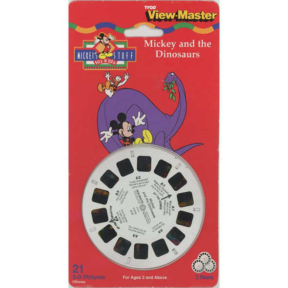 Mickey Mouse and the Dinosaurs - View-Master 3 Reel Set on Card - NEW - VBP-3157x VBP 3dstereo 