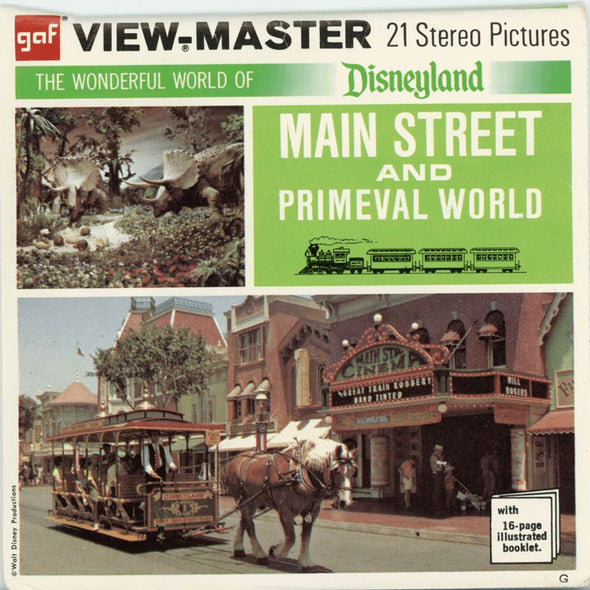 Main Street - Primeval World - Disneyland - View-Master - Vintage - 3 Reel Packet - 1970s Views - A175 Packet 3dstereo 