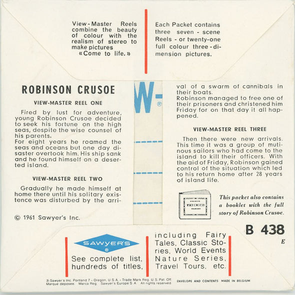 Robinson Crusoe - View-Master 3 Reel Packet - 1960's - vintage - (PKT-B438E-BS6) Packet 3dstereo 