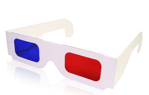 Red/Blue - 3D Anaglyph Cardboard Frame Glasses - Standard Quality - White Cardboard - NEW Glasses 3dstereo 