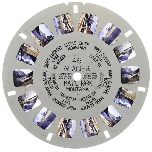 Glacier Nat'l Park - View-Master Hand-Lettered Reel - vintage - (HL-46n) White Hand Lettered Reel 3dstereo 