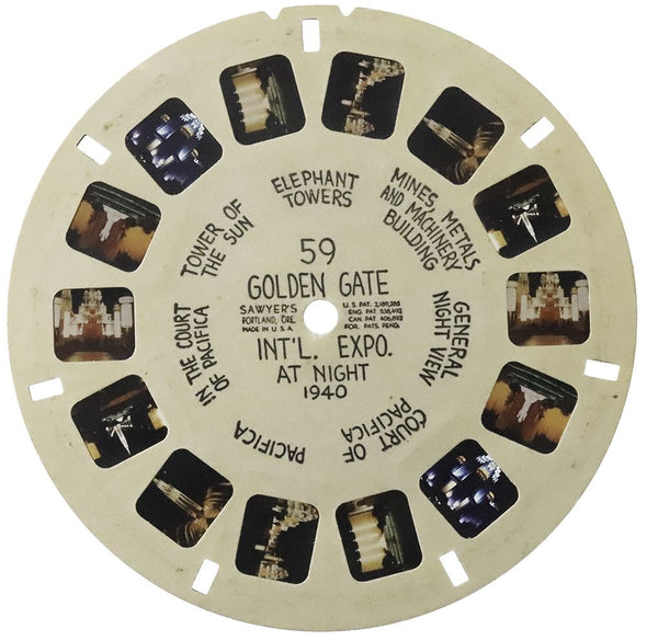 Golden Gate Int'l Exposition at Night - View-Master Hand Letter Reel - 1940 - vintage - (HL-59n) Reels 3dstereo 