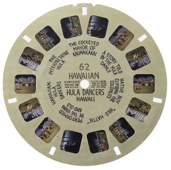 Hawaiian Hula Dancers, Hawaii - View-Master Hand Latter Reel - vintage - (HL-62n) Reels 3dstereo 