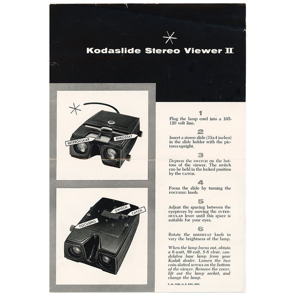 Instructions - KODAK Kodaslide II Viewer Facsimile – 3Dstereo.com