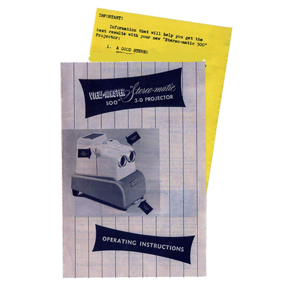 Sawyer's Stereo-Matic 500 3D Projection Instructions - facsimile Instructions 3dstereo 