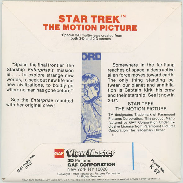 Star Trek - The Motion Picture - View-Master 3 Reel Packet - 1970s - vintage - K57-G6 Packet 3Dstereo 
