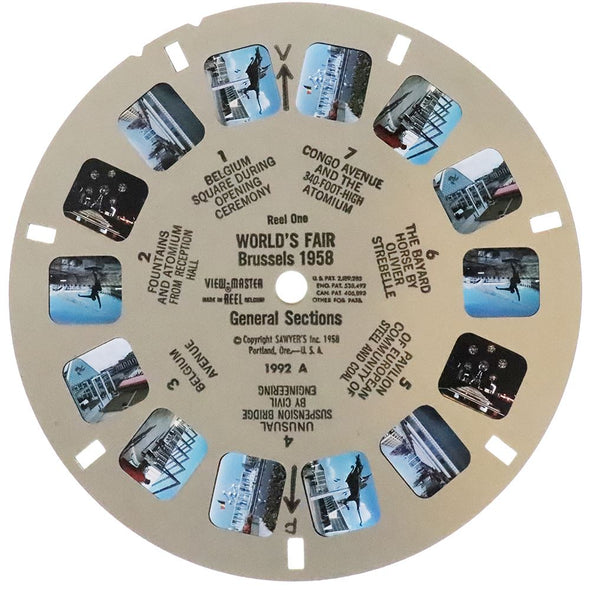 Brussels World's Fair - General Sections - View-Master 3 Reel Packet - 1958 - vintage - 1992ABC-BS3 Packet 3dstereo 