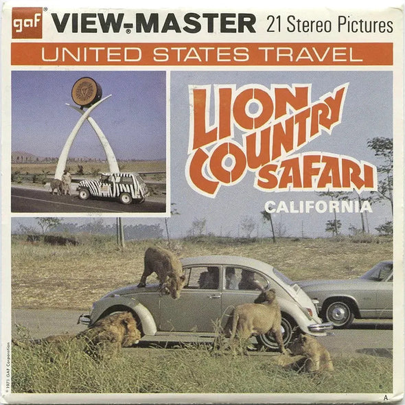 -ANDREW- Lion Country Safari - View-Master 3 Reel Packet - 1970's - vintage (A231-G3A) Packet 3dstereo 