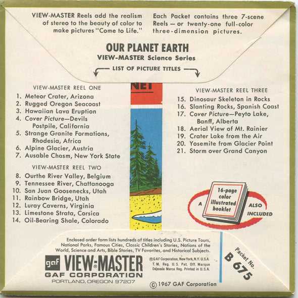 -ANDREW- Our Planet Earth - View-Master 3 Reel Packet - 1960s views - vintage - (B675-G1A) Packet 3dstereo 