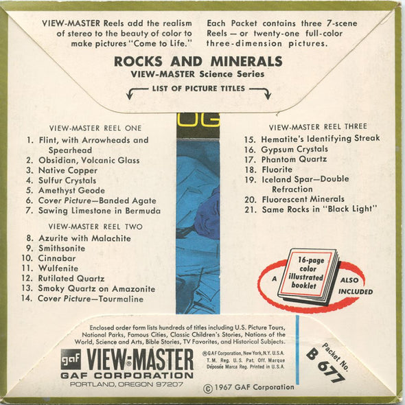ANDREW - Rocks and Minerals - Mineralogy - View-Master 3 Reel Packet - 1960s views - vintage - (B677-G1A) Packet 3dstereo 