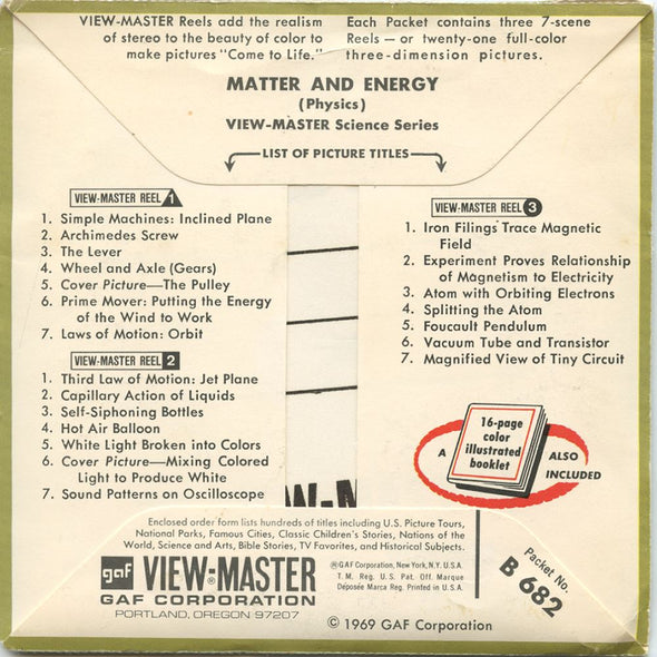 -ANDREW- Matter and Energy - View-Master 3 Reel Packet - 1960s - vintage - (B682-G1A) Packet 3dstereo 