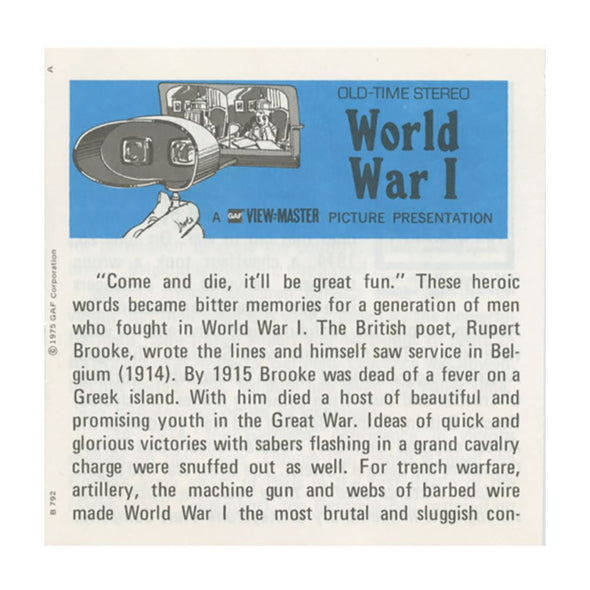ANDREW - World War I - View-Master 3 Reel Packet - 1970s - vintage - (B792-G5A) Packet 3dstereo 