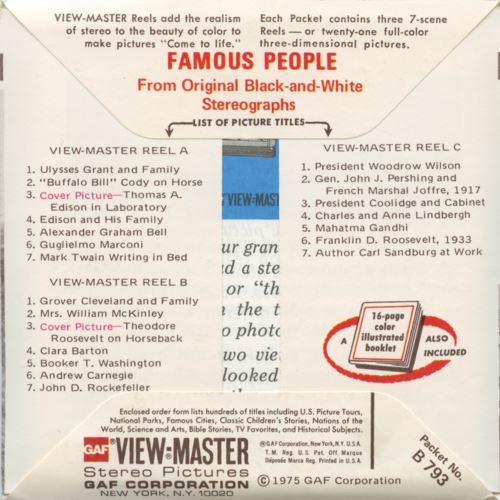 View Master Packet Famous People - View-Master 3 Reel Packet - 1970s - vintage - (B793-G5A ...